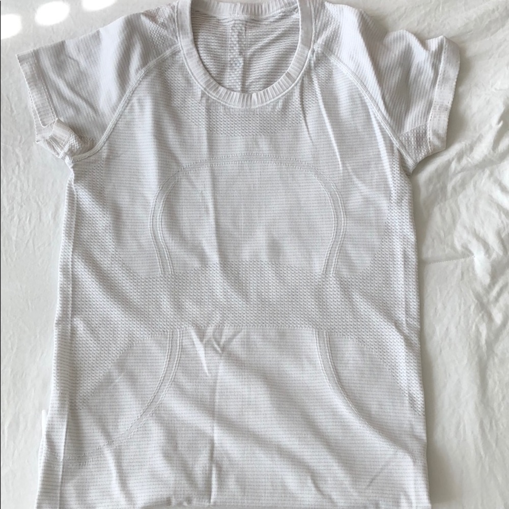 White lulu workout top